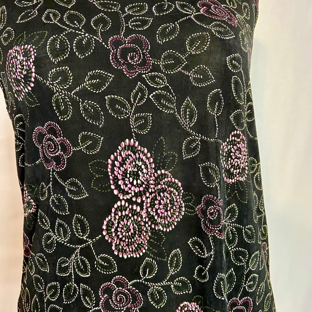 Vikki Vi Black & Flowered Print 2 Piece Tank and Jacket Twin Set Plus Size 1X - Picture 12 of 15